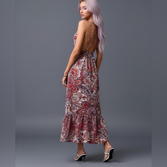 Paisley Print Ruffle Hem Dress - Picture 4 of 8